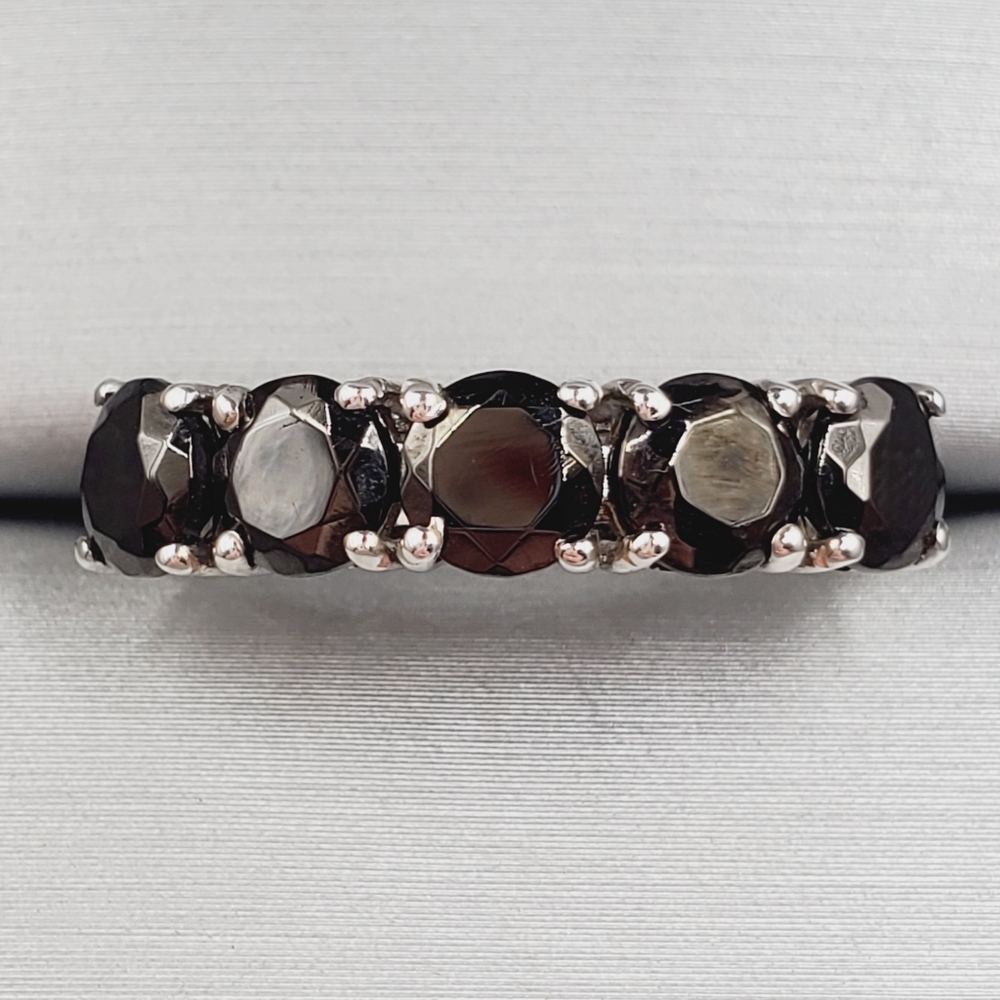 Elite Shungite Round Cut 5 Stone Ring in Platinum Over Sterling Silver 1.75 ctw